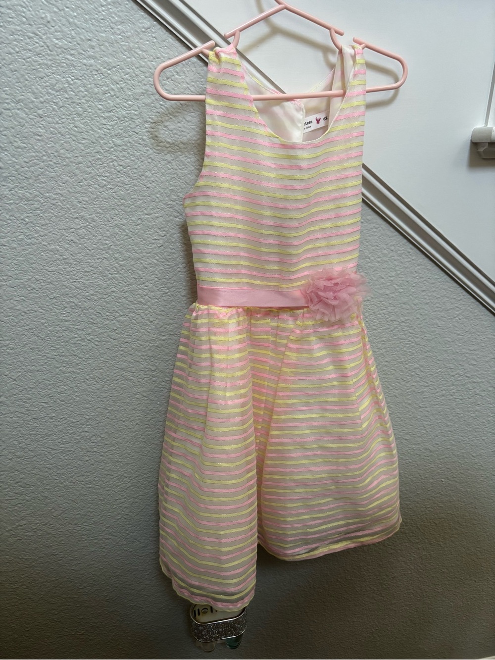 Beautees Pastel Pink & Yellow Striped Dress